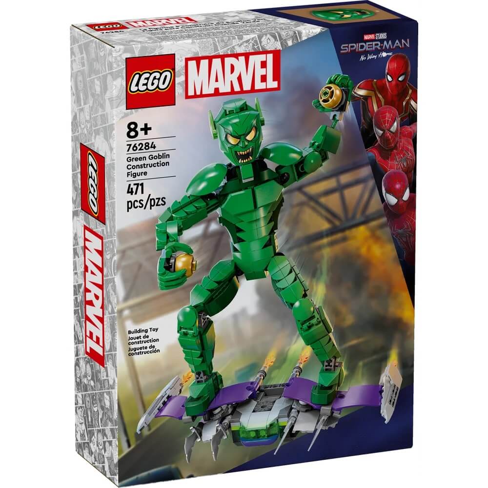 front box packaging of LEGO® Marvel Green Goblin Construction Figure 471 Piece Building Set (76284)