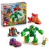 LEGO Marvel Loki vs. Team Iron Man 11211 in colorful plastic is shown with its box, featuring an Iron Hulk mech, red jet, purple car, lab station, and Loki figure.
