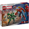 LEGO Marvel Mech Battle Spider-Man vs Doc Ock box front features colorful packaging showing the red Spider-Man mech battling the green Doctor Octopus mech, with Marvel branding, age rating, and piece count.