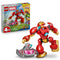 LEGO Marvel Ultron vs. Iron Man 11209 set in red, gold, gray, and pink plastic is shown beside its box with a large Iron Man mech and Ultron flying craft.
