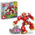 LEGO Marvel Ultron vs. Iron Man 11209 set in red, gold, gray, and pink plastic is shown beside its box with a large Iron Man mech and Ultron flying craft.