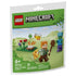 LEGO Minecraft Alex’s Campfire Conflict building set package front showing green pixel-style artwork, glossy cardboard pack, Alex minifigure, zombie, campfire scene, bee, age 6+ label, and 31-piece count.