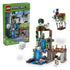 LEGO Minecraft Ghast Station set 21597 in gray, brown, green and blue bricks shows the station, ghasts and figures beside the green 754-piece product box on white.