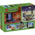 LEGO Minecraft Nether & End Portal Journey package back showing black and purple portal, tan terrain build, and figures, plastic block construction toy with modular features, illustrated play functions and scenes on a green Minecraft-themed box.