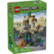 LEGO Minecraft Zombie Dungeon box front shows green cardboard packaging with a large image of the desert ruin build, zombie characters, and an explorer figure, labeled set 21587 with 284 pieces for ages eight and up.