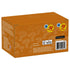 LEGO Minifigures Series 29 box, orange cardboard rectangular package with a matte printed question-mark pattern, collectible toy packaging shown from the back with barcode, safety details and branding on a light gray background.