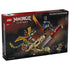 LEGO NINJAGO Battle at the Dragon's Blade 71871 package back in black and red shows a tan dragon-head base, large sword, flying dragon, warrior figure and ninja minifigures.
