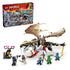 LEGO NINJAGO 71809 set in white, black, tan and gold plastic features Egalt the Master Dragon, six minifigures and a battle shrine, with the retail box behind.