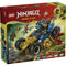 LEGO NINJAGO Dragons Rising set box in red and green cardboard showing Jay’s transforming car in blue and gold plastic, oversized tires, ninja minifigures, and action graphics highlighting fantasy vehicle play.