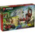 LEGO NINJAGO Dragons Rising Ninja Vehicle Tree House Battle package back in red and green cardboard, showing alternate play scenes, action features, modular elements, and included minifigures with illustrated callouts.