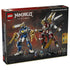 LEGO NINJAGO Twin Titan Mechs 71870 package back in black and red displays the blue and red articulated robots, gold weapons, three minifigures and height diagrams.