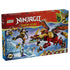 LEGO NINJAGO Dragons Rising 71868 box in red and blue shows the red and gold Wyldfyre's Transforming Dragon Mech, six minifigures, 821 pieces and a 9+ age mark.