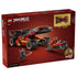 LEGO NINJAGO Legacy 71867 box back in dark red shows the X-1 Ninja Charger with removable motorcycle, three minifigures and a diagram listing the car's dimensions.