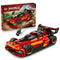 LEGO NINJAGO X-1 Ninja Charger set in red, black and gold plastic shows the race car and sword-wielding minifigure beside the red Legacy 71867 retail box on white.