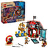 LEGO ONE PIECE Buggy the Clown's Circus Tent set in red, white, blue and gray plastic with circus tent, Buggy, Luffy, Nami and Zoro minifigures, accessories and retail box on a white background.