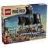 LEGO One Piece Garp's Marine Battleship 75646 box shows the gray and brown ship with black sails and minifigures, labeled for ages 9+ with 1705 pieces on a seascape.