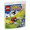 LEGO Sonic the Hedgehog Badnik Skorp building set package front showing bright blue and green cardboard artwork, glossy printed box, mechanical Skorp enemy build, golden rings, age 6+ label, and 80-piece count.
