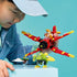 LEGO Sonic the Hedgehog Tails' Tornado-1 play scene shows a child holding the red and yellow brick airplane with Tails above a green Badnik and accessory on a blue pedestal.