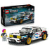 LEGO Speed Champions BMW M3 E30 pairs a white and black brick-built race car with gold wheels, colorful graphics, driver minifigure and retail box on a white background.