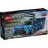 LEGO Speed Champions Bugatti Vision Gran Turismo box in glossy black cardboard, rectangular retail packaging with blue race car artwork, clear branding, age rating, and piece count, presented front-facing against a white studio background.
