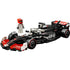 LEGO Speed Champions MoneyGram Haas F1 Team VF-24 model features black, red and white aerodynamic bodywork, a driver minifigure and racing details on a clean white background with authentic sponsor graphics.