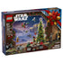 LEGO Star Wars Advent Calendar 2026 box features blue holiday packaging with a decorated Christmas tree, snowy scene, minifigures, mini starships and 24 gifts.