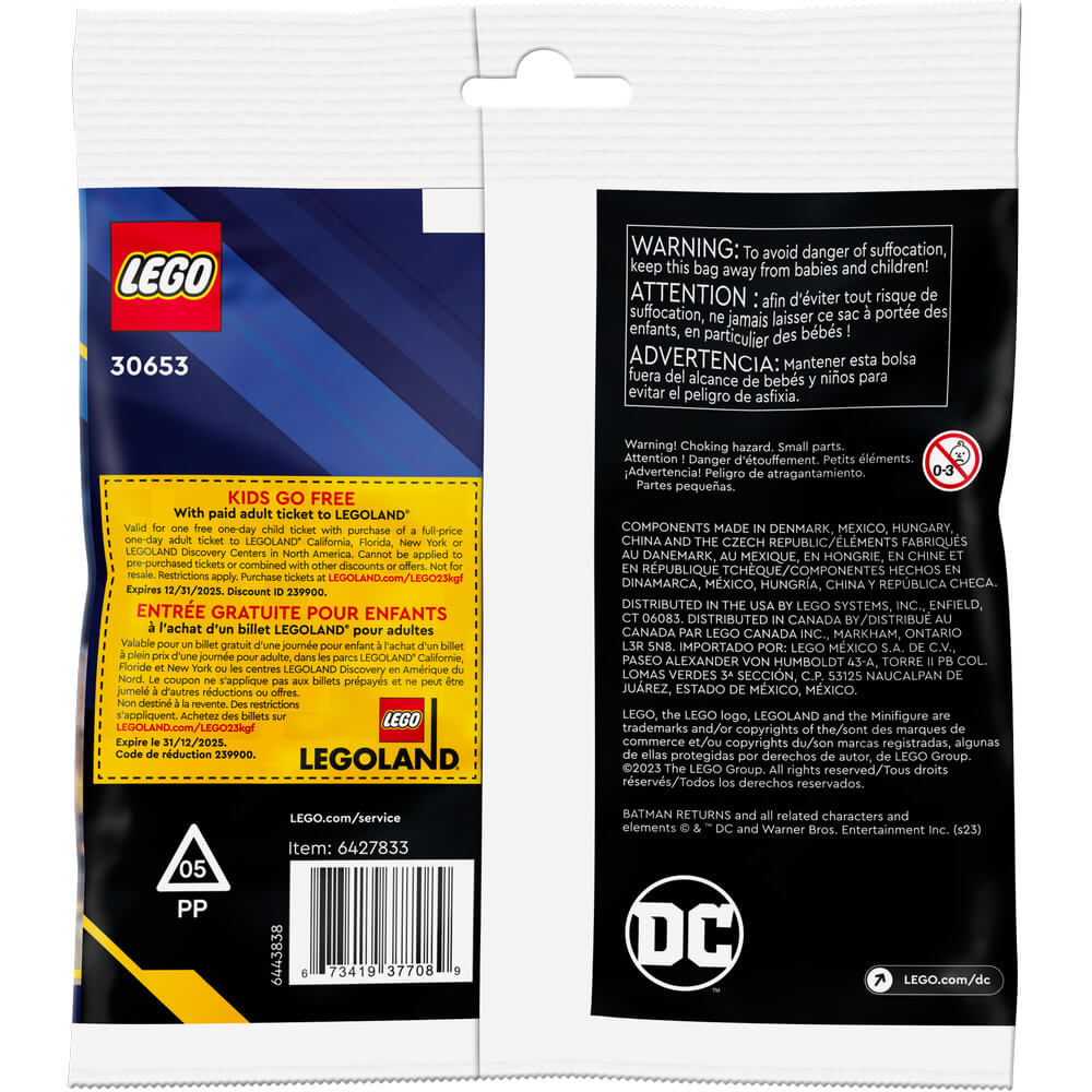 The back of the recruitment bag packaging for the LEGO® Super Heroes Batman™ 1992 40 Piece Building Set