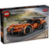 LEGO Technic Bugatti Chiron Pur Sport box front displays premium packaging with the orange supercar driving on a mountain road, Bugatti branding, set number 42222, age 9+, and piece count clearly shown.