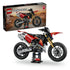 LEGO Technic Ducati Desmo450 MX Factory set pairs the red, black, and gold motorcycle model with its 457-piece retail box, displayed together on a white background.