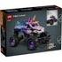 LEGO Technic Monster Jam Sparkle Smash box back shows build stages, pull-back motor details, alternate views, size dimensions, and feature callouts explaining play functions and construction steps.