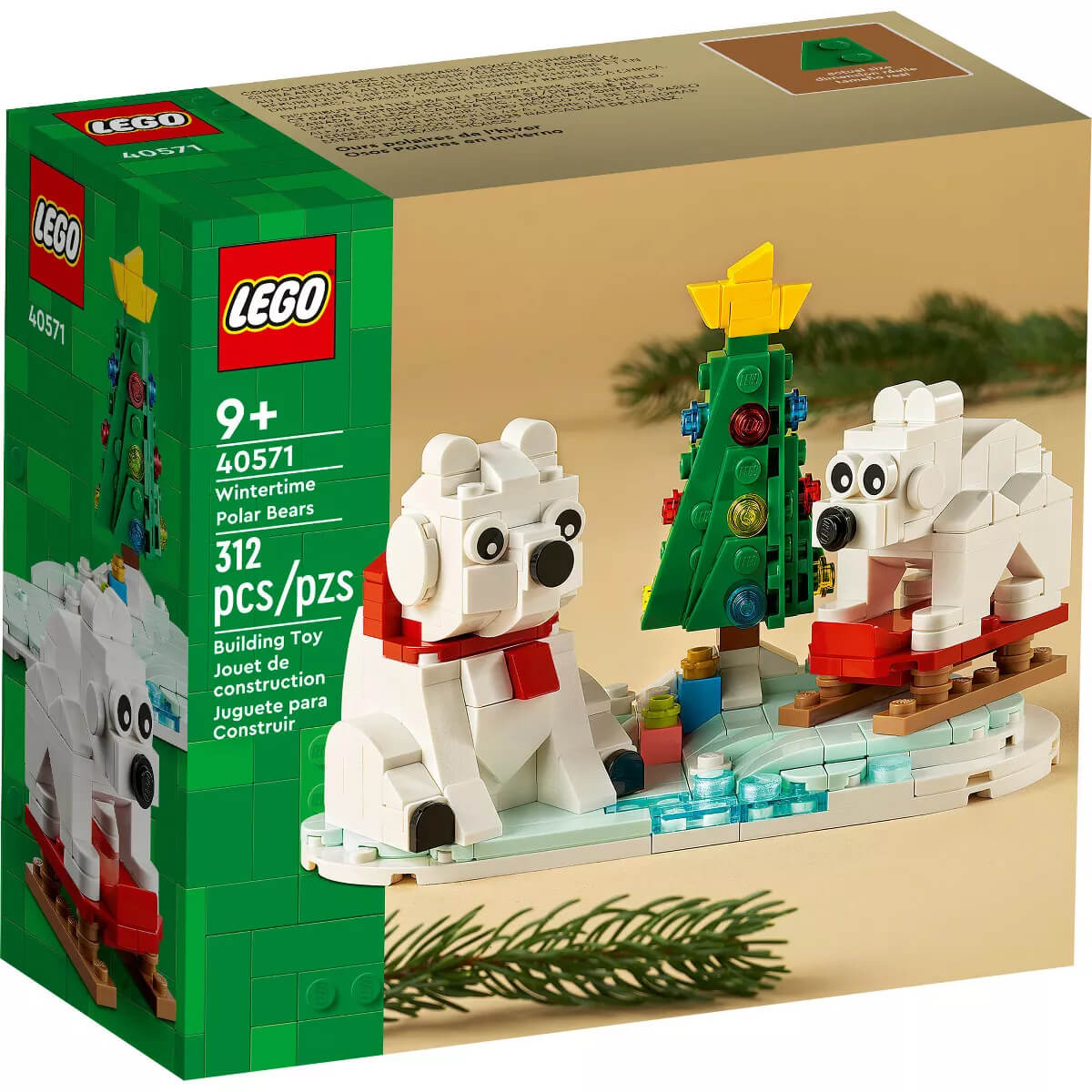 LEGO Wintertime Polar Bears 312 Piece Building Set (40571) front of the box
