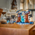 LEGO Harry Potter Forbidden Forest display features brown brick trees with blue branches, a translucent stag Patronus, two Dementors, Harry Potter, and Sirius Black on wood.