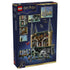 LEGO Harry Potter Hogwarts Castle East Wing 76473 package back shows the tan castle interior, gray towers, green basilisk, minifigures, play features, and modular connections.