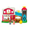 Complete Fisher-Price Little People Caring Fun Animal Farm set including barn, silo, farmer, and animal figures for interactive learning fun.