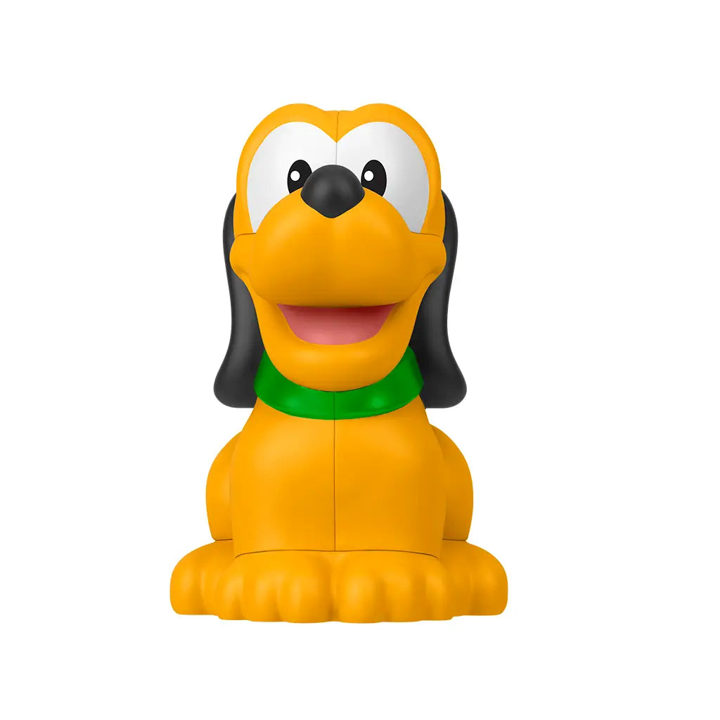 Fisher-Price Little People Pluto figure featuring bright yellow color, green collar, and cheerful expression.