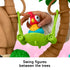 Fisher-Price Little People Disney Moana Adventure Village playset close-up showing HeiHei figure seated in green leaf swing between two brown palm trees.