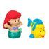Disney Princess Ariel and Flounder Little People toy figures with glossy plastic finish, rounded shapes, red haired mermaid and yellow fish, angled product view on white studio background.