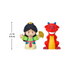 Disney Princess Mulan toy size comparison by Fisher-Price Little People with multicolor Mulan figure and red dragon Mushu, measurement graphic showing 2.7 inch height on white background