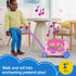 Toddler girl playing with Fisher-Price Little People Disney Princess Pull-Along Musical Carriage, enjoying interactive music play.