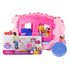 Front view of Fisher-Price Little People Disney Princess Pull-Along Musical Carriage packaging showing toy features and included princesses.