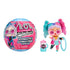 LOL Surprise All-Star Sports Gymnastics ball toy showing colorful packaging and a small gymnast doll with pink and blue pigtails, hoop accessory, and matching pastel water bottle.