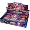 Disney Lorcana Shimmering Skies booster box display featuring Vanellope, Maui, Donald Duck, and Elsa artwork on packs, with 12-card packs arranged in an open retail case.