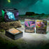 Full display of the Magic: The Gathering World Shaper Commander Deck with a deck box, full card stack, and two prominent legendary foil cards—Hearthhull and Szarel. Set in a lush, fantasy-inspired setting with glowing fog and green lighting.