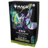 Box packaging of Magic: The Gathering's World Shaper Commander Deck from the Edge of Eternities set, designed for players aged 13 and up. Features vibrant fantasy artwork of a powerful insectoid warrior wielding a magical staff, and includes symbols for black, red, and green mana.