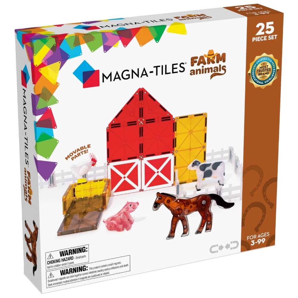 MAGNA-TILES® Farm Animals 25 Piece Magnetic Building Playset