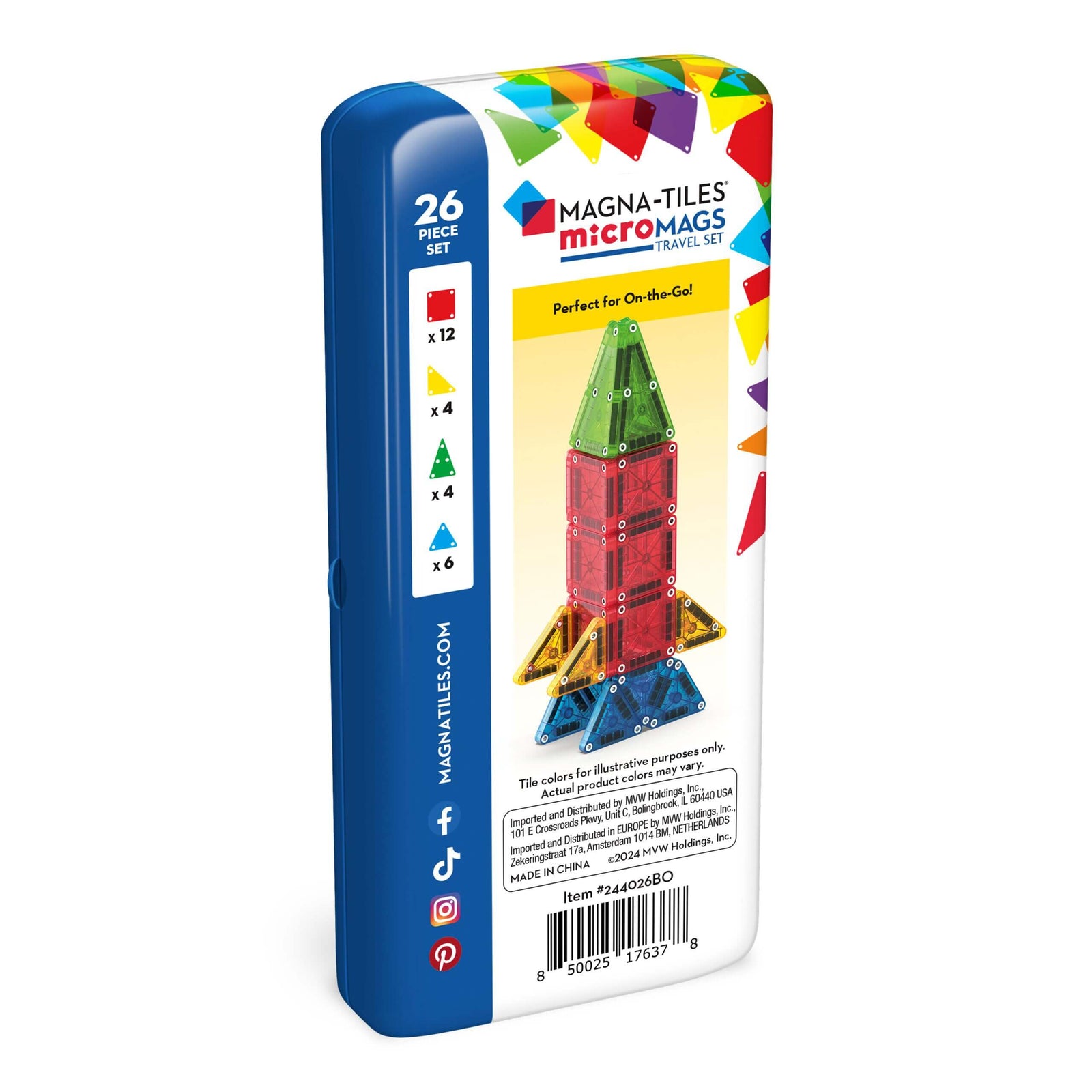 MAGNA-TILES® microMAGS 26-Piece Magnetic Building Travel Set