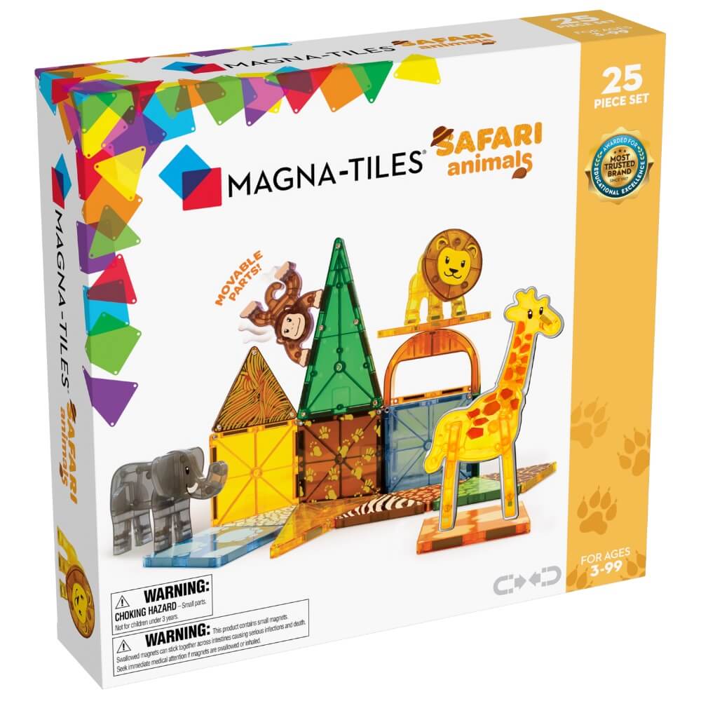 MAGNA-TILES® Safari Animals 25 Piece Magnetic Building Playset