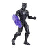 Marvel Avengers Black Panther 3.75-inch action figure in black sculpted suit with silver accents, shown in dynamic pose with purple claw accessory attached to arm.