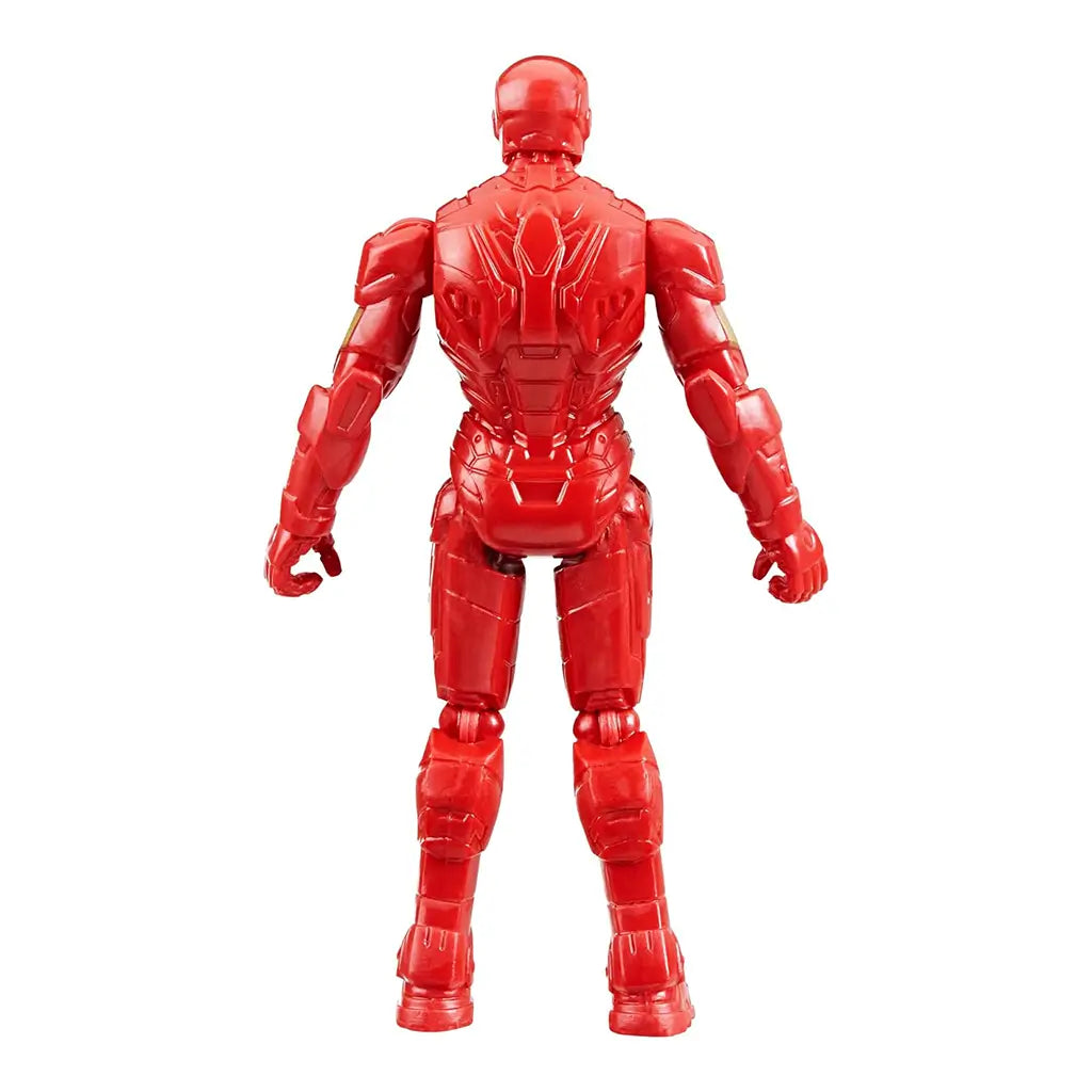Back view of Marvel Avengers Epic Hero Series Iron Man 4-inch figure showing detailed red armor plating and sculpted mechanical suit lines across the arms, back, and legs.