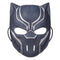 Marvel Black Panther mask features dark matte plastic with silver tribal accents shaping a cat-like form with angular eye openings, designed for kids’ role-play and shown against a plain backdrop.